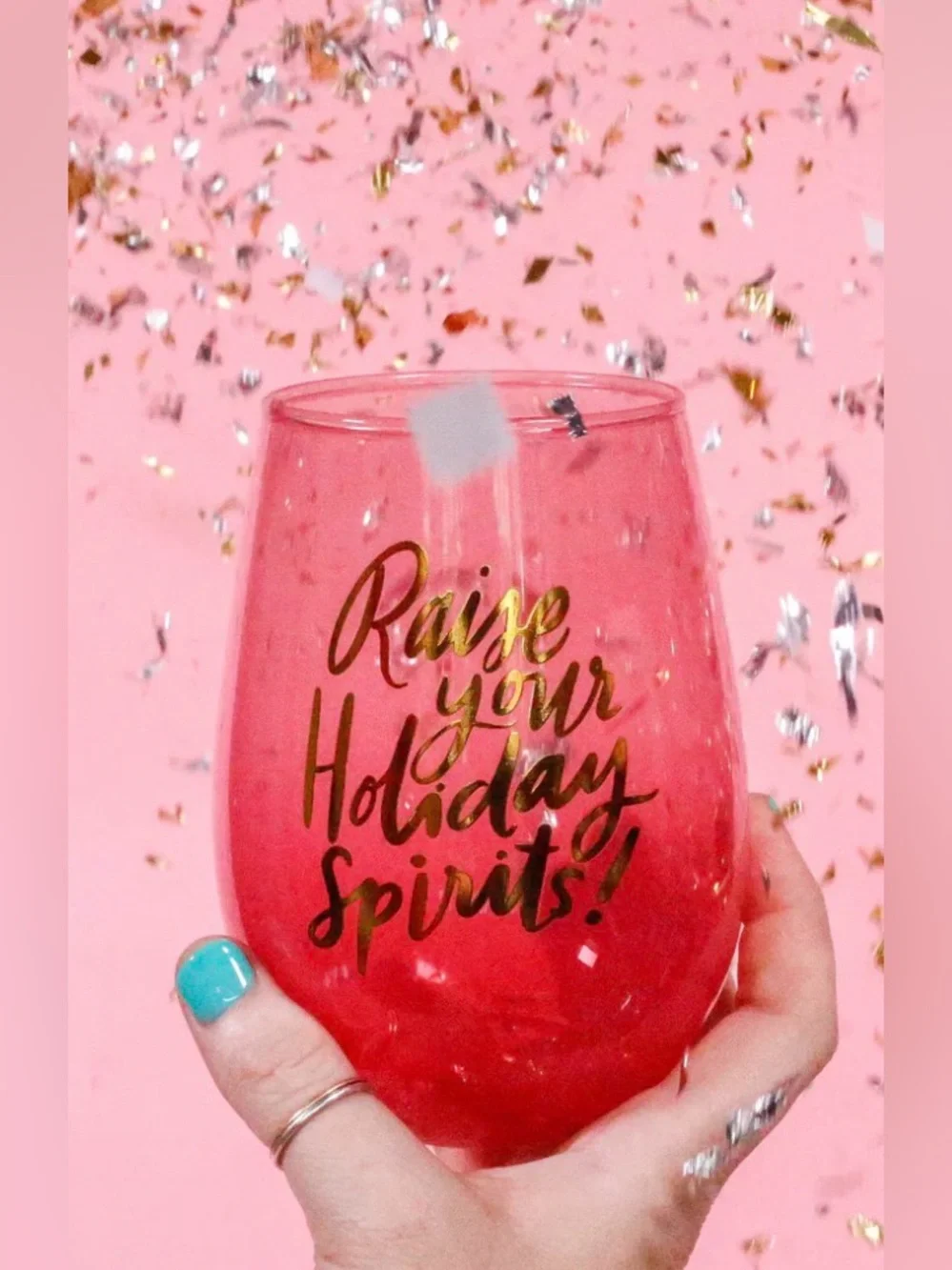 Slant Collection New Raise Your Holiday Spirits Stemless Wine Glass 20 Oz.
